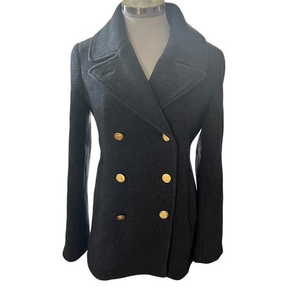J.Crew Stadium Cloth Nello Gori Wool Blend Double
Breasted Peacoat Jacket Size 4 - Picture 3 of 5